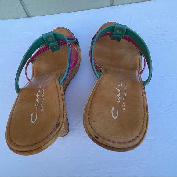 Contessa Sandals Womens Size 8 MultiColor Wedge Italy shoemaker Made In Italy - Picture 4 of 11
